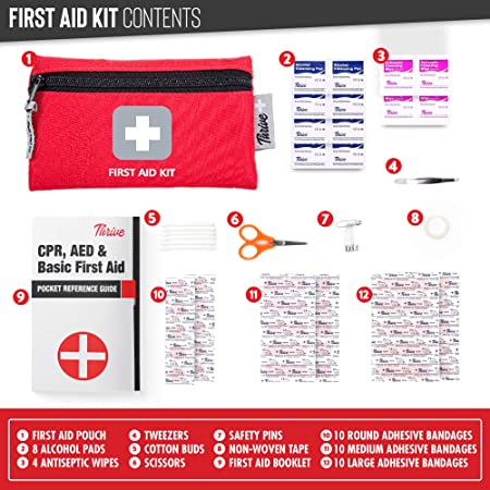 Thrive Roadside Emergency Car Kit - Car Safety Accessories and Tool Kit  with Jumper Cables and Mini First Aid Kit - Car Emergency Kit for Women and