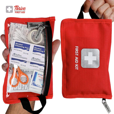 Thrive Mini First Aid Kit Travel Size (66 Piece) - First Aid Bag with Hospital Grade Medical Supplies